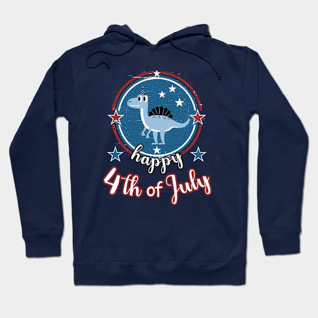 Happy 4th of July Cute Patriot Dinosaur Hoodie by Cute Pets Graphically